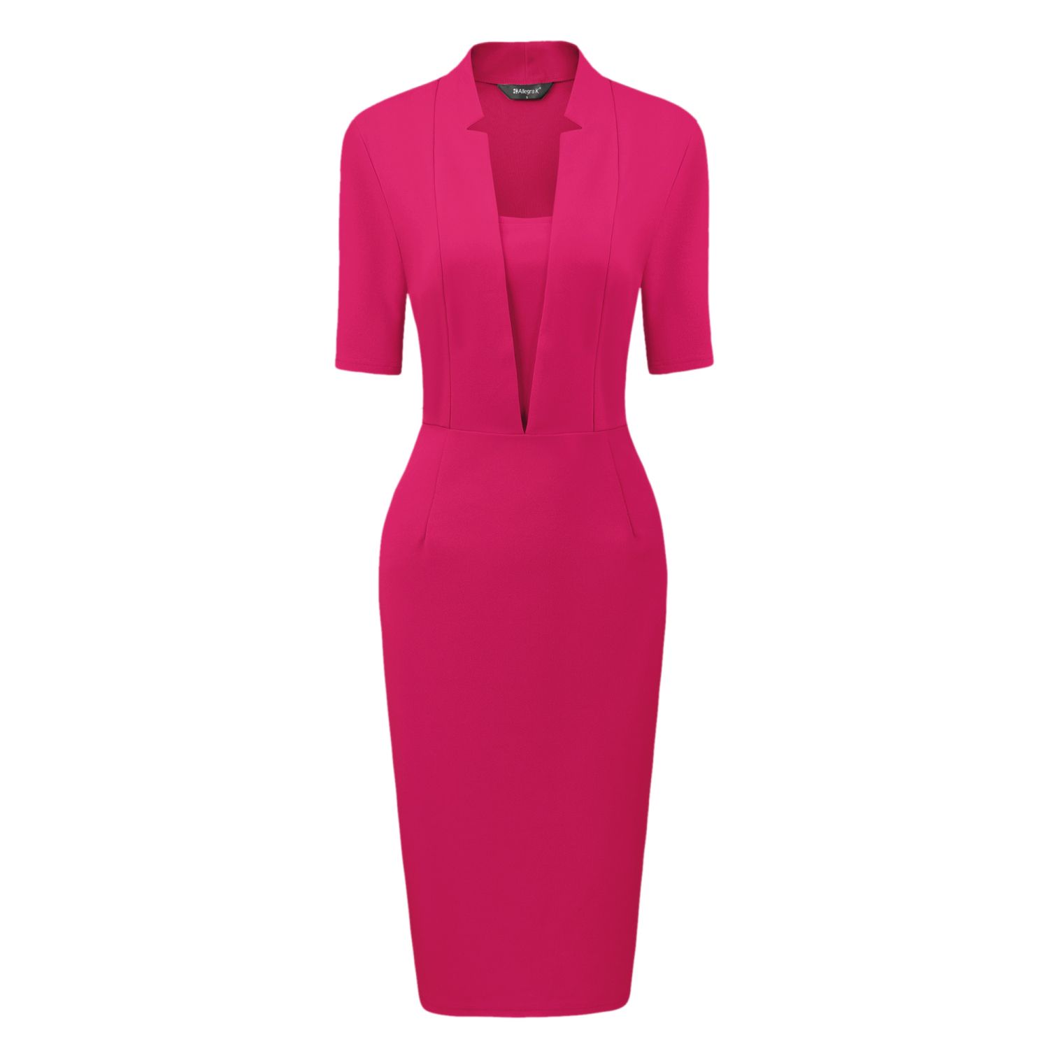 Formal Pencil V Neck Short Sleeve Office Bodycon Sheath Dress Sheath Dress for Women's V Neck Short Sleeve Work Office Bodycon Midi  Dresses