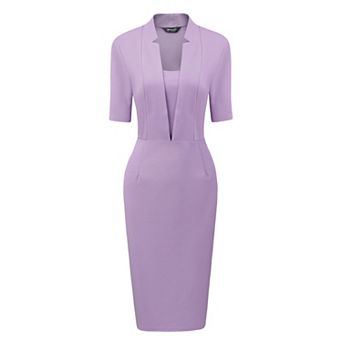 Sheath Dress for Women's V Neck Short Sleeve Work Office Bodycon Midi Dresses