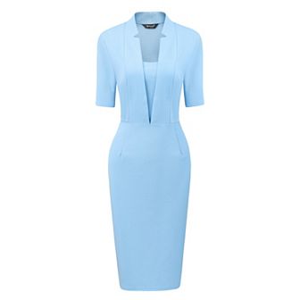 Sheath Dress for Women's V Neck Short Sleeve Work Office Bodycon Midi Dresses