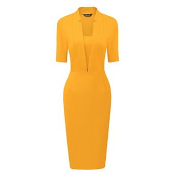 Sheath Dress for Women's V Neck Short Sleeve Work Office Bodycon Midi Dresses