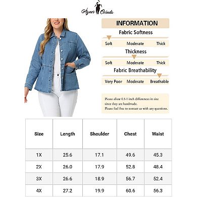 Plus Size Denim Jackets for Women Classic Button Down Jean Jacket