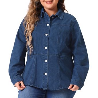 Plus Size Denim Jackets for Women Classic Button Down Jean Jacket