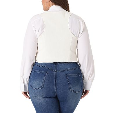 Women's Plus Size Denim Sleeveless Jacket Button Up Vintage Jean Waistcoat Vest