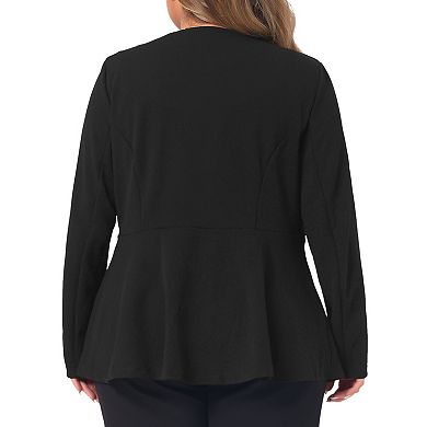 Women's Plus Size Office Work Double Lapel Button Peplum Blazer Jackets