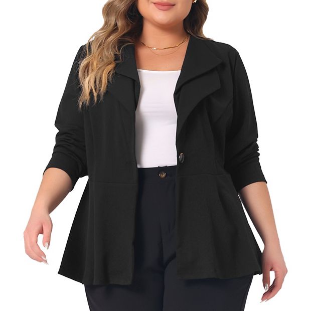 Women s Plus Size Office Work Double Lapel Button Peplum Blazer Jackets