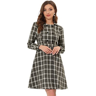 Elegant Plaid Buttons Turndown Collar Outerwear Elegant Plaid Buttons Turndown Collar Outerwear