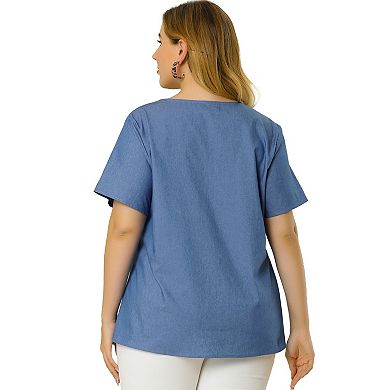 Poly Chambray Taffeta Pintuck Top