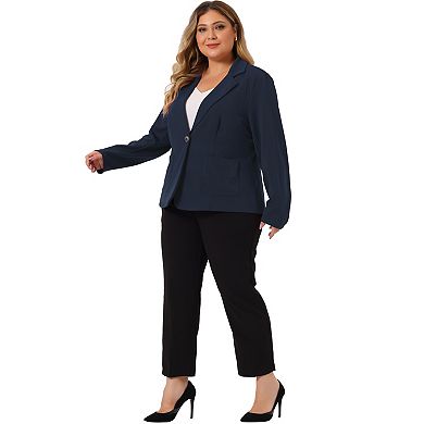 Women's Plus Size Work Notch Lapel Buttons Front Blazers Jackets