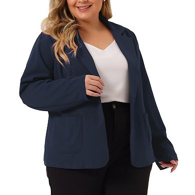 Women's Plus Size Work Notch Lapel Buttons Front Blazers Jackets
