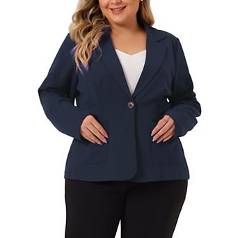 Women's Plus Size Work Notch Lapel Buttons Front Blazers Jackets