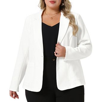 Women's Plus Size Work Notch Lapel Buttons Front Blazers Jackets