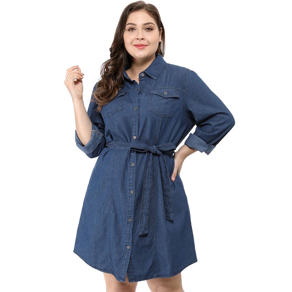 Plus Size Long Sleeve Shirt Dress