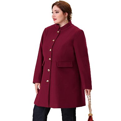 Women's Plus Size Fashion Outerwear Stand Collar Winter Long Coat