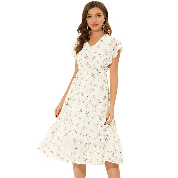 18420 Black Elasticated Waist Floral Chiffon Dress main image 0