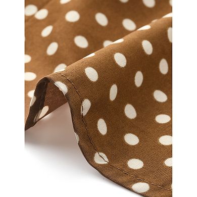 Women's Summer Polka Dots Top Bow Tie V Neck Ruffled Cap Sleeve Office Blouse