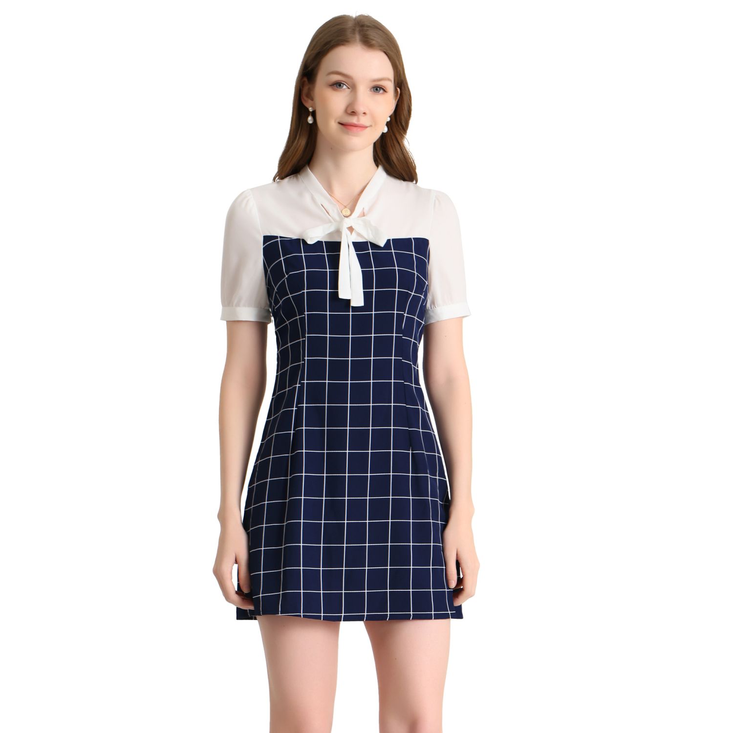 Blue plaid clearance overall dress