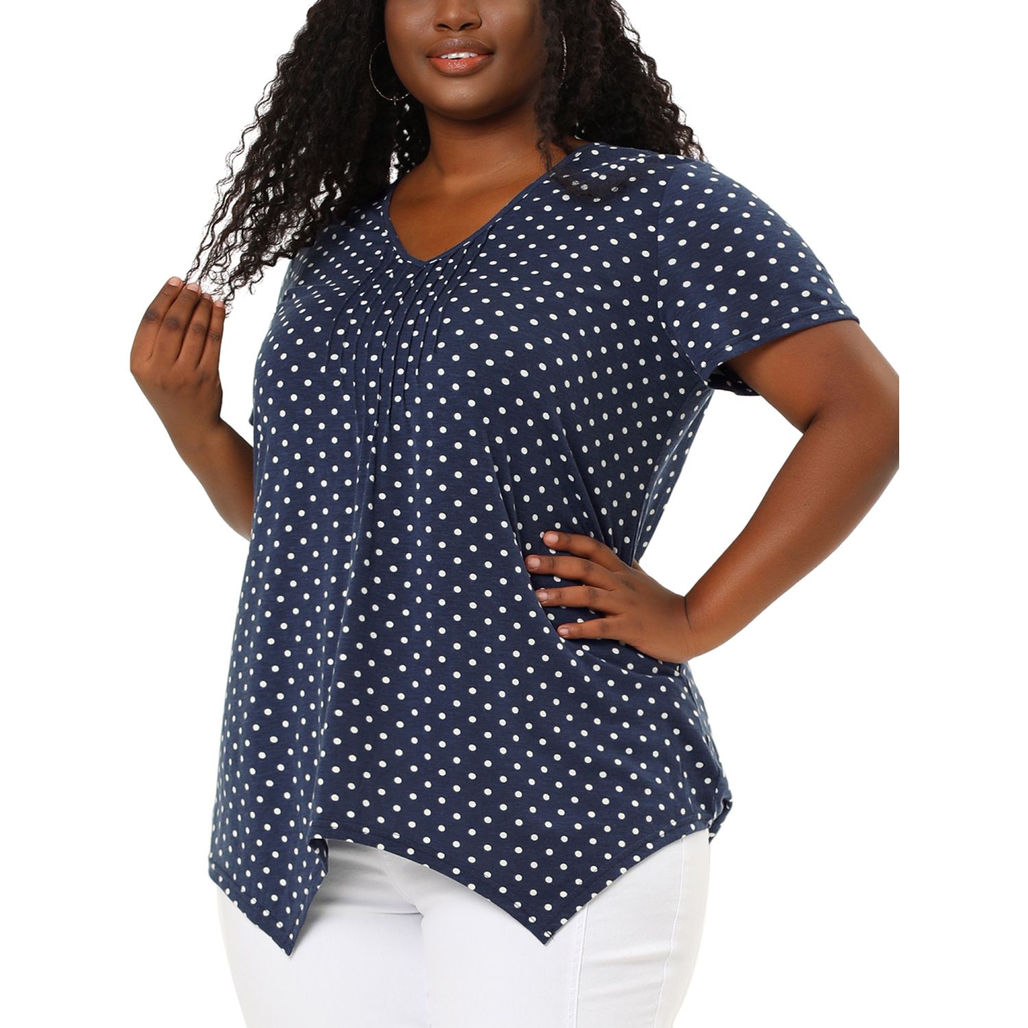 Polka dot 2025 plus size shirt