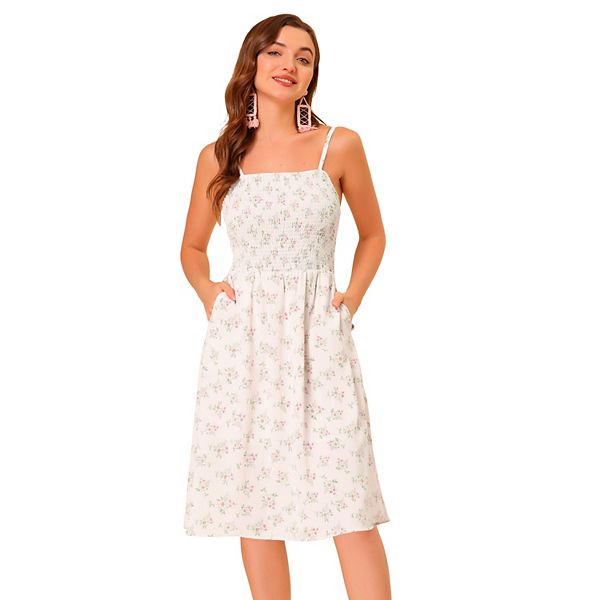 Ditsy Floral Smocked Spaghetti Strap Dress