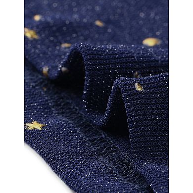 Women's Mesh Crop Top Stars Mock Neck Party See Through Blouse