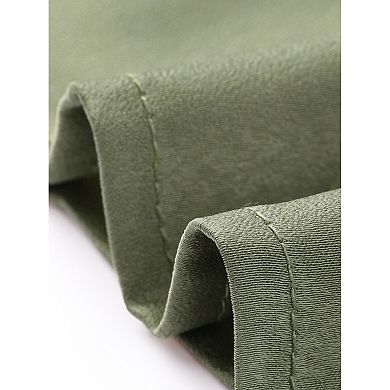 Women's Ruffled Stand Collar Shirt Long Sleeve Button Elegant Satin Blouse