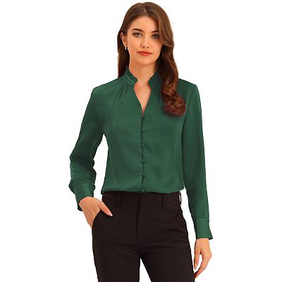knee length dresses for ladies Non-Iron Cotton Solid Dress Shirt with Contrast Trim main image 1