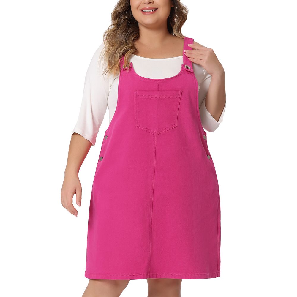 Women s Plus Size Adjustable Straps Denim Bib Overall Dress Jumper With Pockets