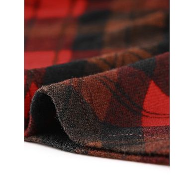 Women's Peter Pan Collar Contrast Party Plaid Shirt Blouse