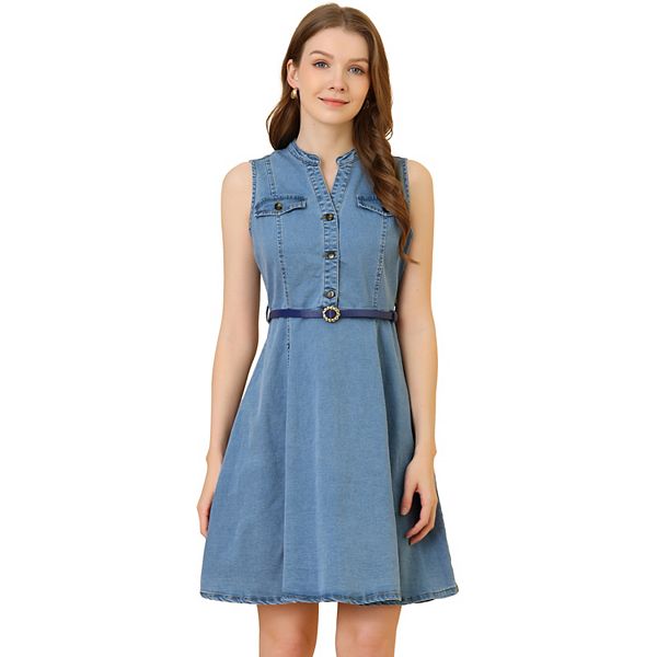 Denim Sleeveless Flare Dress