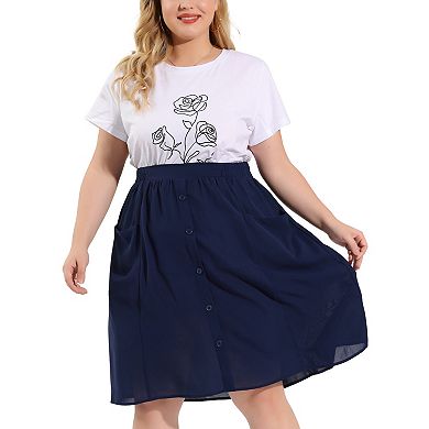 Women's Plus Skirts Casual  Elastic Waist Suspender Skirt