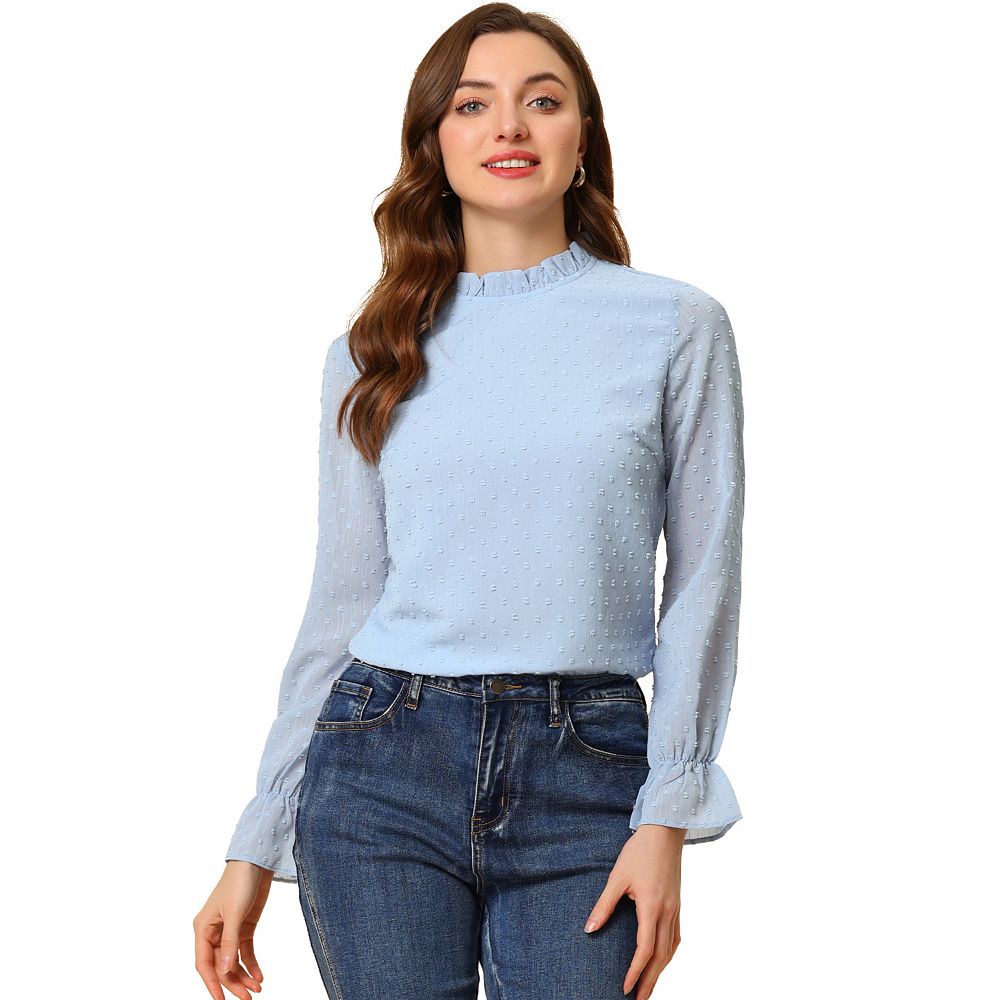 Long sleeve mock neck blouse main image 1