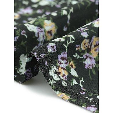Women's Plus Size Single Breasted V Neck Elegant Casual Floral Shirt Tops
