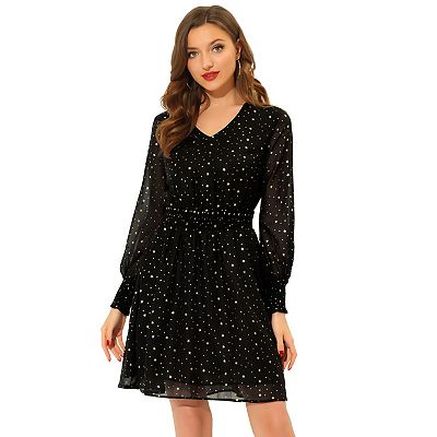 white christmas dresses Summer Women Blue Starry Sky Swing Chiffon Midi Dress 2353# – Xiaolizi main image 0