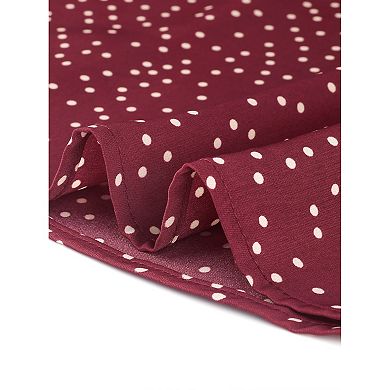 Women's Contrast Doll Collar Polka Dots Tops Short Sleeves Blouse