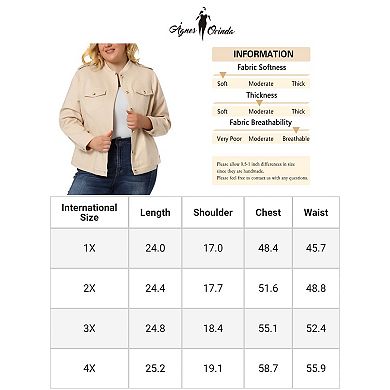 Women's Plus Casual Full Placket Button Down Short Bomber Jacket