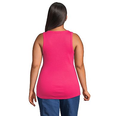 Plus Size Lands' End Rib Henley Tank Top