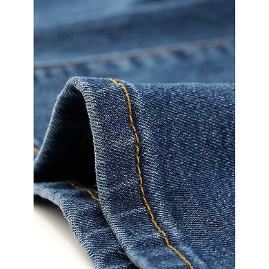 Plus Size Overalls Denim Pants for Women V Neck Strap Chambray Pants