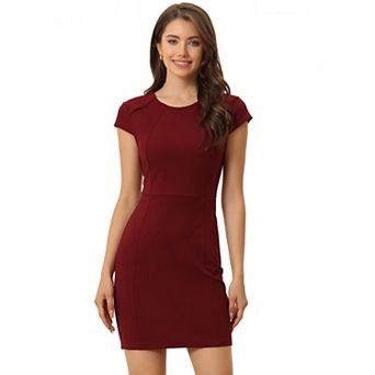 Women's Solid Cap Sleeve Work Bodycon Dresses