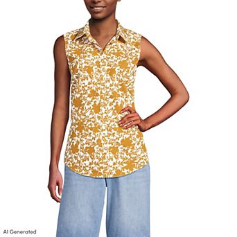 Women's Lands' End Wrinkle Free No Iron Sleeveless Shirt