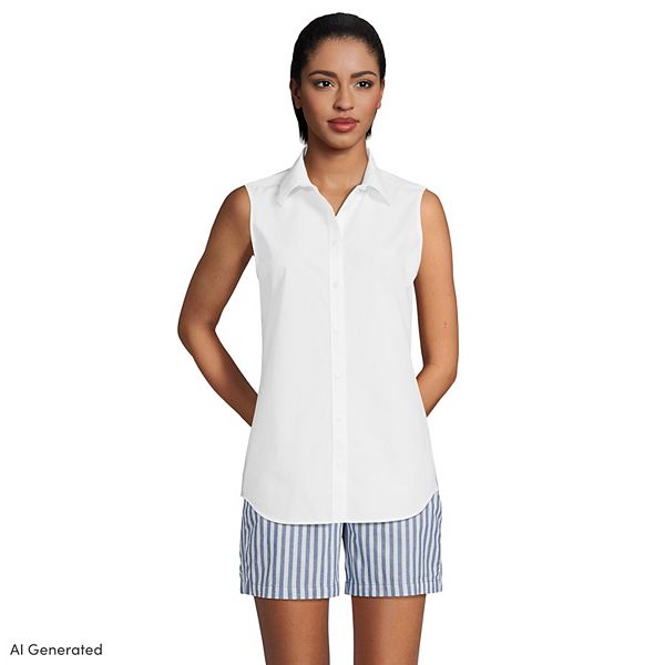 Women's Tall Lands' End Wrinkle Free No Iron Sleeveless Shirt