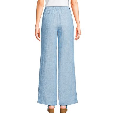 Women's Lands' End High-Rise Wide-Leg Linen Pleated Pants