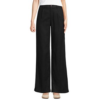Women's Lands' End High-Rise Wide-Leg Linen Pleated Pants