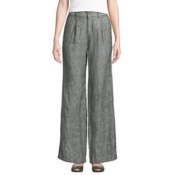 Women's Lands' End High-Rise Wide-Leg Linen Pleated Pants