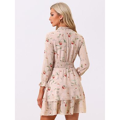 GRACE KARIN Girls Long Sleeve Floral Fall Dress - Ruffle Hem, Smocked Top, Sizes 5-14