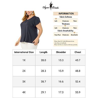 Women's Plus Size Work Formal Plain V Neck Tulip Sleeve Blouses