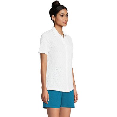 Women's Lands' End Knit Eyelet Button-Front Tunic Top