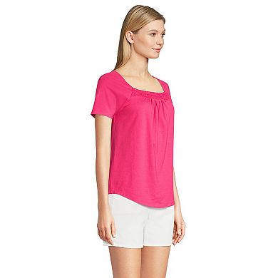 Women's Lands' End Smocked Square Neck Tee