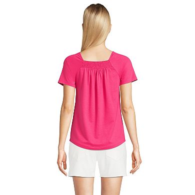 Women's Lands' End Smocked Square Neck Tee