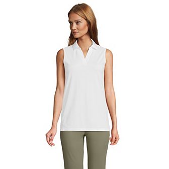 Womens Lands' End Performance Pique Sleeveless Polo Shirt