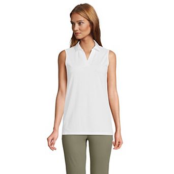 Womens Lands' End Performance Pique Sleeveless Polo Shirt