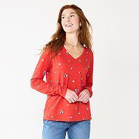 Sonoma Goods For Life Everyday Long Sleeve V-Neck Top Deals